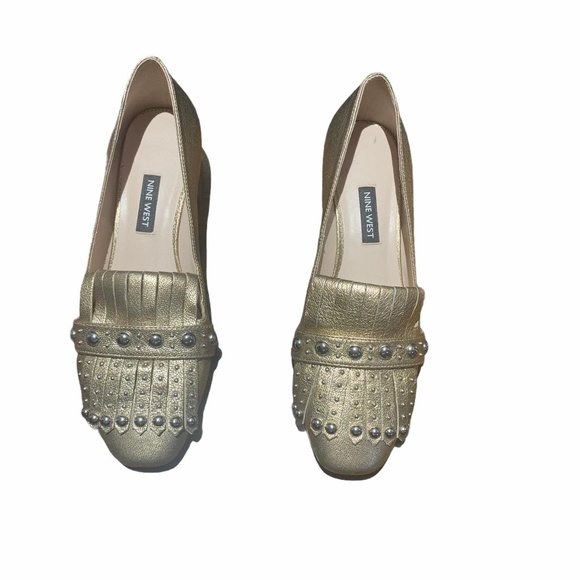 Nine West Gold Leather Shoes 7.5 - Picture 1 of 12